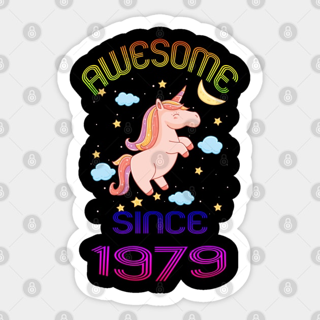 Awesome Since 1979 Funny 40th Birthday Unicorn Lover Gift Idea Sticker by Inspireshirt